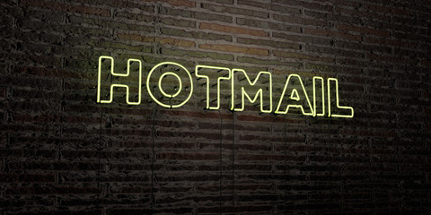 HOTMAIL -Realistic Neon Sign on Brick Wall background - 3D rendered royalty free stock image. Can be used for online banner ads and direct mailers..