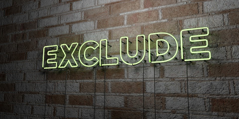 EXCLUDE - Glowing Neon Sign on stonework wall - 3D rendered royalty free stock illustration.  Can be used for online banner ads and direct mailers..