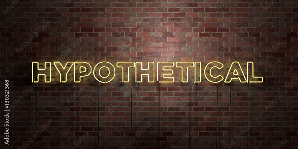 Fototapete HYPOTHETICAL - fluorescent Neon tube Sign on brickwork - Front view - 3D rendered royalty free stock picture. Can be used for online banner ads and direct mailers..