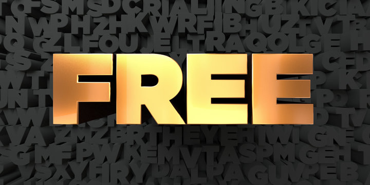 Free - Gold text on black background - 3D rendered royalty free stock picture. This image can be used for an online website banner ad or a print postcard.