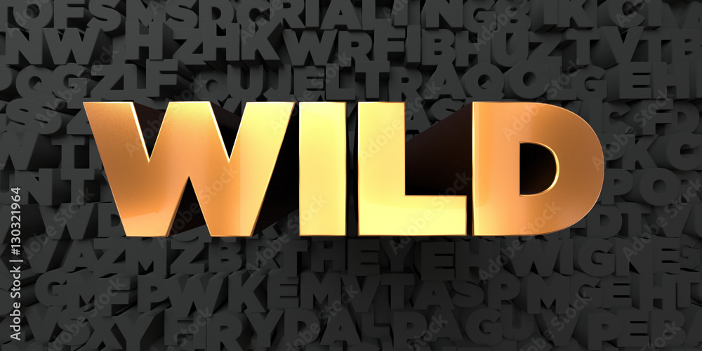 Fototapete wild - gold text on black background - 3d rendered royalty free stock picture. this image can be use