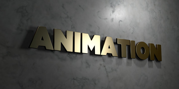 Animation - Gold sign mounted on glossy marble wall  - 3D rendered royalty free stock illustration. This image can be used for an online website banner ad or a print postcard.