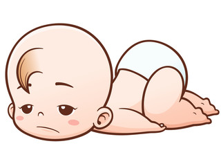 Vector Illustration of Cartoon Cute Baby sleepy