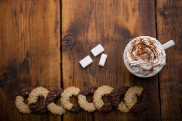 cup of coffee  on the old background