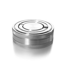 Metal ink pad on grey background