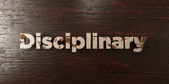 Disciplinary - grungy wooden headline on Maple  - 3D rendered royalty free stock image. This image can be used for an online website banner ad or a print postcard.