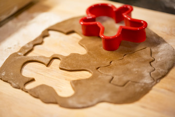 Making Christmas gingerbread cookies