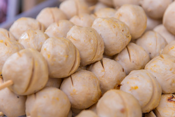 Grilled meatball fast food in market Thailand