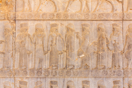 Stone bas-relief in ancient city Persepolis, Iran.