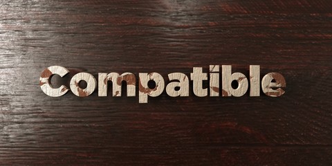 Compatible - grungy wooden headline on Maple  - 3D rendered royalty free stock image. This image can be used for an online website banner ad or a print postcard.