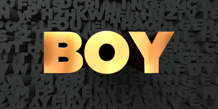 Boy - Gold text on black background - 3D rendered royalty free stock picture. This image can be used for an online website banner ad or a print postcard.