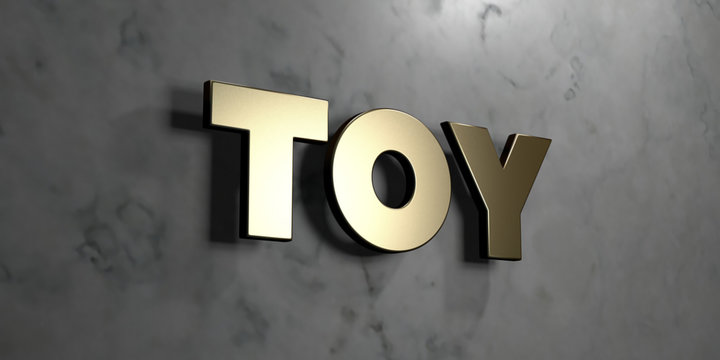 Toy - Gold sign mounted on glossy marble wall  - 3D rendered royalty free stock illustration. This image can be used for an online website banner ad or a print postcard.