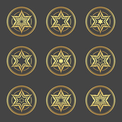 Set of abstract element, gold star, decoration.