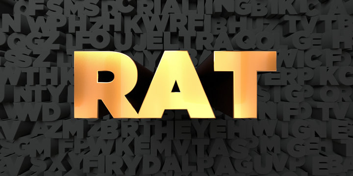 Rat - Gold text on black background - 3D rendered royalty free stock picture. This image can be used for an online website banner ad or a print postcard.