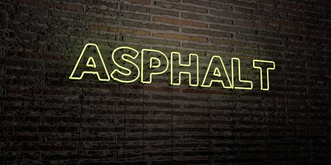 ASPHALT -Realistic Neon Sign on Brick Wall background - 3D rendered royalty free stock image. Can be used for online banner ads and direct mailers..