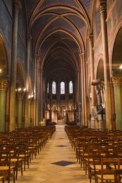 The Nave Of Eglise De Saint Germain Des Pres In Paris, France