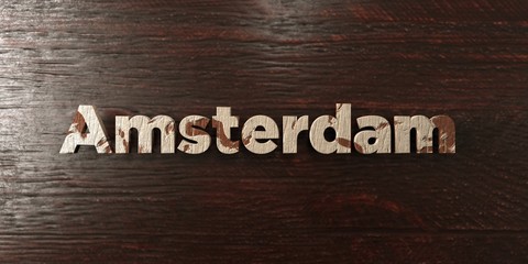 Amsterdam - grungy wooden headline on Maple  - 3D rendered royalty free stock image. This image can be used for an online website banner ad or a print postcard.