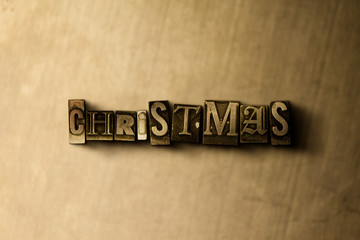 CHRISTMAS - close-up of grungy vintage typeset word on metal backdrop. Royalty free stock illustration.  Can be used for online banner ads and direct mail.