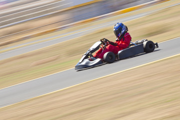Youth Go Kart Racer on Track - obrazy, fototapety, plakaty