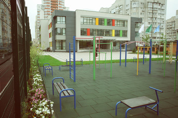 Fototapeta na wymiar Exterior of modern school building