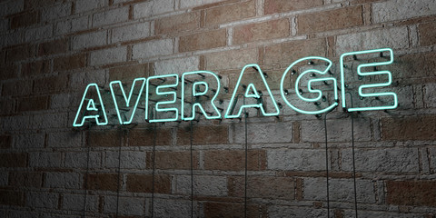 AVERAGE - Glowing Neon Sign on stonework wall - 3D rendered royalty free stock illustration.  Can be used for online banner ads and direct mailers..