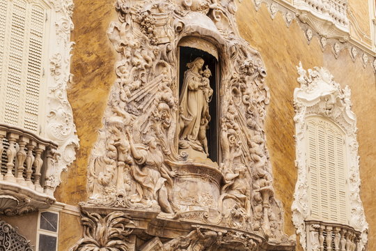 Rococo style architecture on the National Ceramics Museum in Valencia, Spain