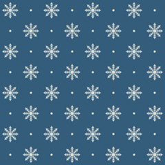 Snowflake pattern with dots. Seamless vector winter background
