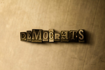 Naklejka premium DEMOCRATS - close-up of grungy vintage typeset word on metal backdrop. Royalty free stock illustration. Can be used for online banner ads and direct mail.