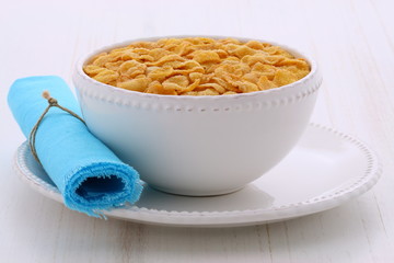 Healthy corn flakes breakfast