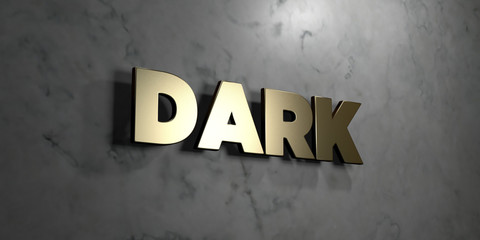 Dark - Gold sign mounted on glossy marble wall  - 3D rendered royalty free stock illustration. This image can be used for an online website banner ad or a print postcard.