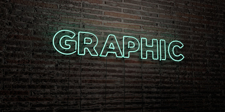 GRAPHIC -Realistic Neon Sign on Brick Wall background - 3D rendered royalty free stock image. Can be used for online banner ads and direct mailers..