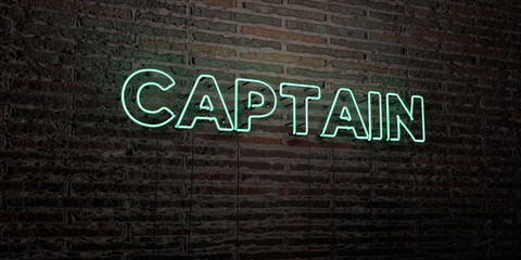 CAPTAIN -Realistic Neon Sign on Brick Wall background - 3D rendered royalty free stock image. Can be used for online banner ads and direct mailers..