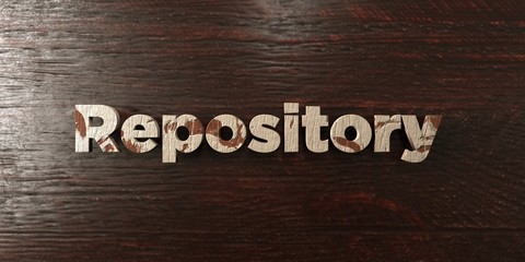 Repository - grungy wooden headline on Maple  - 3D rendered royalty free stock image. This image can be used for an online website banner ad or a print postcard.