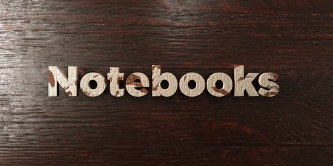 Notebooks - grungy wooden headline on Maple  - 3D rendered royalty free stock image. This image can be used for an online website banner ad or a print postcard.