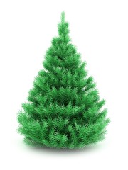 3d illustration of Christmas tree over white background with blank