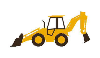Obraz na płótnie Canvas Icon backhoe loader. Construction machinery. Vector illustration. Sleek style.