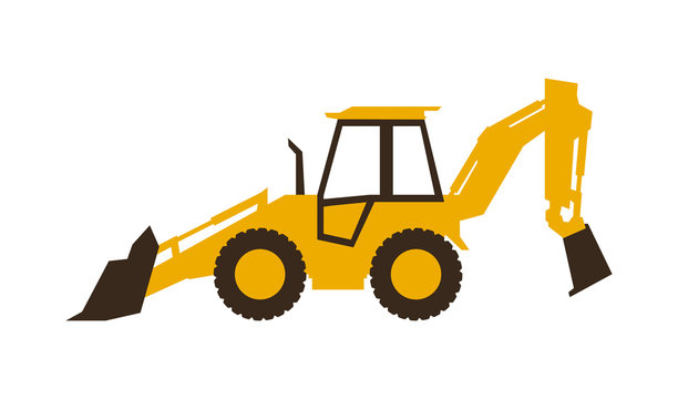 Icon backhoe loader. Construction machinery. Vector illustration. Sleek style.