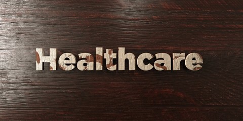 Healthcare - grungy wooden headline on Maple  - 3D rendered royalty free stock image. This image can be used for an online website banner ad or a print postcard.