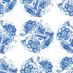 Seamless pattern with Russian ornament Gzel