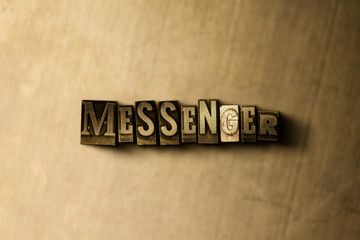 MESSENGER - close-up of grungy vintage typeset word on metal backdrop. Royalty free stock illustration.  Can be used for online banner ads and direct mail.