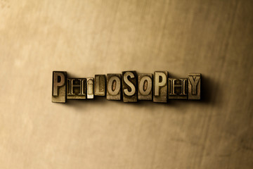 PHILOSOPHY - close-up of grungy vintage typeset word on metal backdrop. Royalty free stock illustration.  Can be used for online banner ads and direct mail.