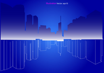 city view, architecture abstract, 3d illustration vector
