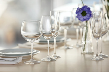 Served table in modern restaurant