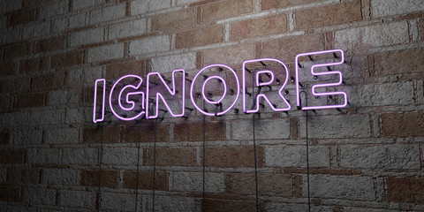 IGNORE - Glowing Neon Sign on stonework wall - 3D rendered royalty free stock illustration.  Can be used for online banner ads and direct mailers..