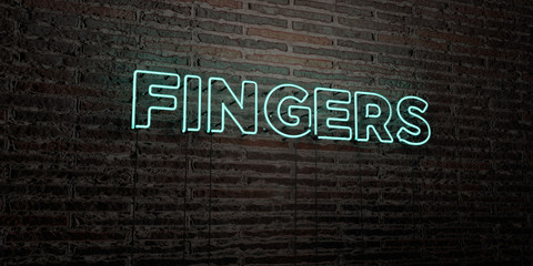 FINGERS -Realistic Neon Sign on Brick Wall background - 3D rendered royalty free stock image. Can be used for online banner ads and direct mailers..