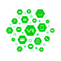VR icon illustration.Icon with the virtual reality acronym VR. VR icon illustration.