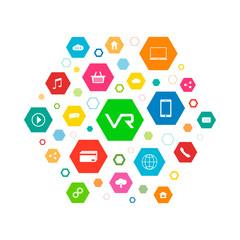 Icon with the virtual reality acronym VR. VR icon illustration.