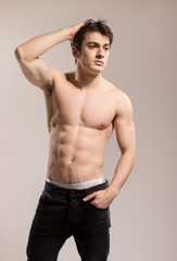 Fototapeta premium Young sexy muscular man posing