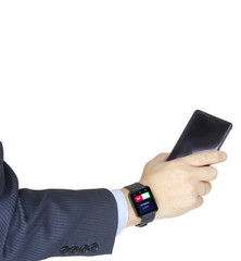 female hand with smart watch