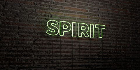 SPIRIT -Realistic Neon Sign on Brick Wall background - 3D rendered royalty free stock image. Can be used for online banner ads and direct mailers..